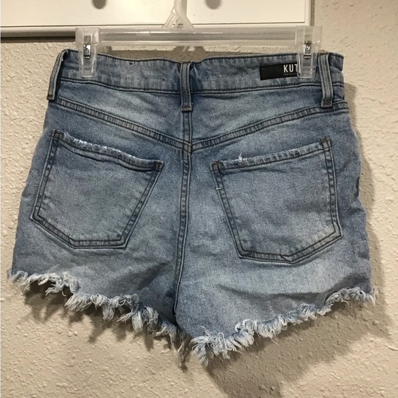 KUT from the Kloth Jane High-Rise Jean Shorts Distressed Raw Frayed Hem Size 0 - Picture 6 of 6